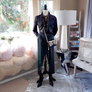 EUC H&M black faux leather cropped bolero style jacket, 6 or 12